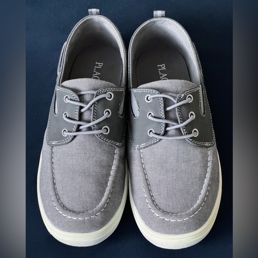 Boys Slip-on Loafers Boat Shoes Light Grey Moccasins Size 6
